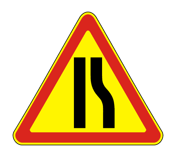 Знак 1.20.2 Сужение дороги (Временный)