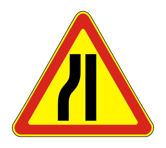 Знак 1.20.3 Сужение дороги (Временный)