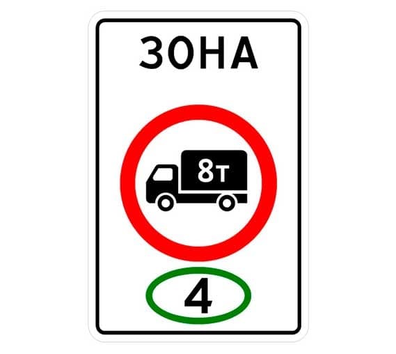 Знак 5.37 Зона с ограничением эко класса по видам ТС